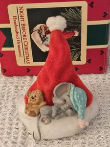 Ornamento ricordo Hallmark 1987, topo - "Notte prima di Natale" in scatola - Foto 1 di 10