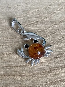 Krabbe Bernstein Anhänger Sterling Silber 925 Cognac Natur Edelstein - Bild 1 von 3