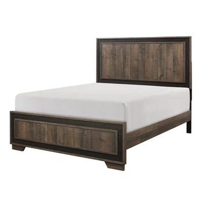 Modern Full Bed 1pc Wooden Bedroom Furniture Rustic Aesthetic Two-Tone Finish - Image 1 of 4