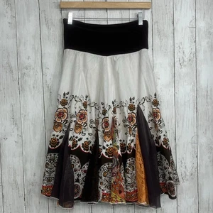 Ariella Floral Paisley Fold Over High Waist Patchwork Lace Fairy Cottage Skirt - Picture 1 of 12