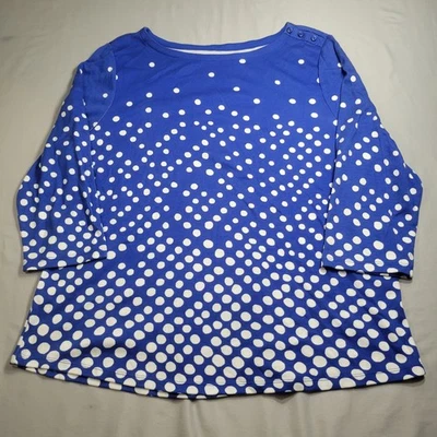 Charter Club Women's Blue Polka Dot 3/4 Sleeves XXL - Image 1 of 4
