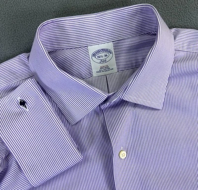 Camisa Brooks Brothers 16.5 Púrpura Lavanda Puño Francés 346 Calce Ajustado Dinero Antiguo Foto 1 de 4
