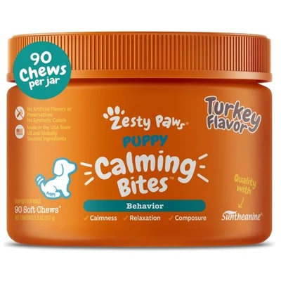 90 Count Puppy Bites Natural Calming Treats with Suntheanine - Turkey Flavor - Image 1 of 4
