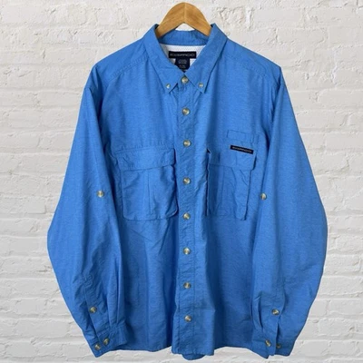 ExOfficio Button Up Shirt Long Sleeve Vented Fishing Hiking Blue Mens XL - Image 1 of 4