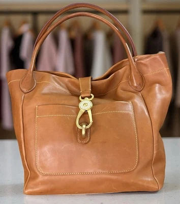 Bolso de Mano Dooney Bourke Cuero Florentino Marrón Natural Grande Hobo Sac Cartera Foto 1 de 4
