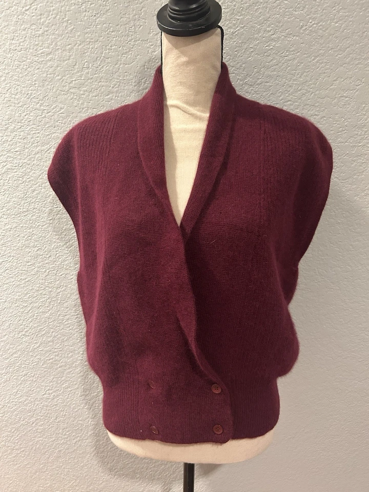 Chaleco Suéter JH Coleccionables Vintage Granate Lana de Cordero Angora Grande Dinero Antiguo Foto 1 de 4