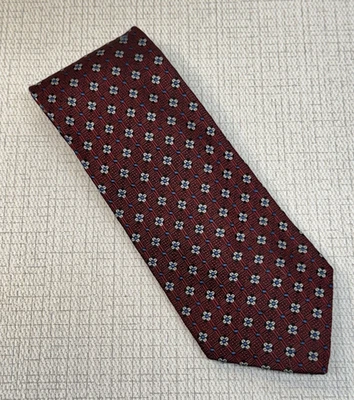 JOS A BANK Colección Corporativa Granate Floral Limpio Hecho a Mano Tejido Seda TIE Foto 1 de 4