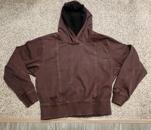 3.1 Phillip Lim Denim-Hoodie-Pullover Used-Look gerippter Besatz Damen mittelbraun - Bild 1 von 21