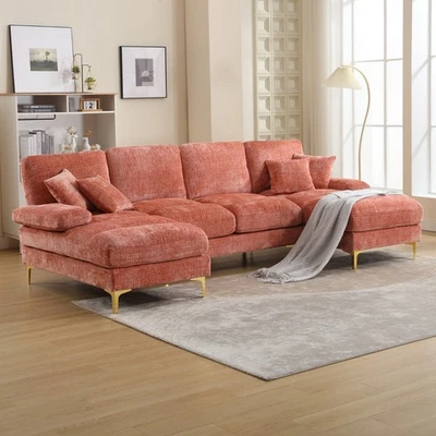 Ecksofa mit Schlaffunktion Wohnlandschaft U-Form XXL Sofa Groß Gepolstertes 2,7M - Bild 1 von 4