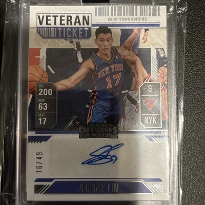 2024-25 Silhouette Jeremy Lin Contenders Veteran Ticket Auto Knicks #16/49 - Image 1 of 4