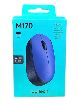 Logitech M170 Wireless Mouse 2.4 GHz USB Mini Receiver Optic Blue NEW Open Box - Image 1 of 2