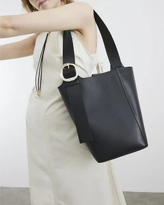 River Island Womens Bucket Bag Black Premium Large Adjustable Shoulder Strap - Picture 1 of 11