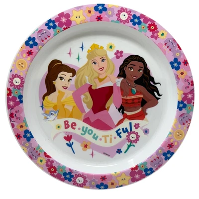 PIATTO PIANO PRINCIPESSE DISNEY PLASTICA RIUTILIZZABILE MICROONDE LAVASTOVIGLIE - Immagine 1 di 3