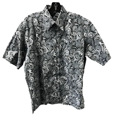 Camisa Hawaiana Andy Mohan Negra Paisley Camisa Abotonada Nueva con Etiqueta Foto 1 de 3