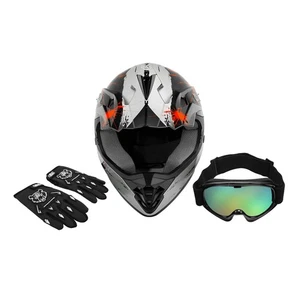 DOT Youth Kids Helmet Dirt Bike ATV Motocross Off-Road Goggles Gloves Size S-XL - Picture 1 of 16
