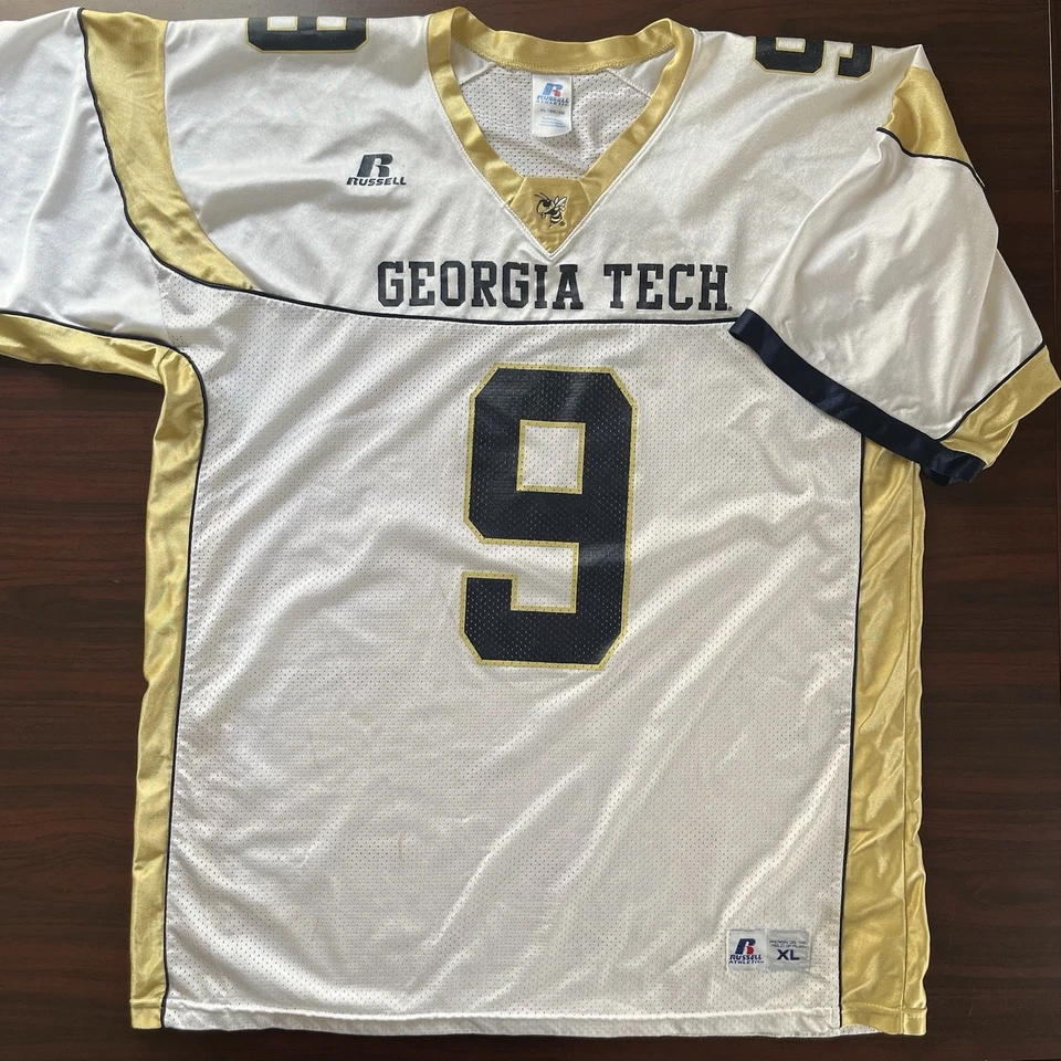 Russell Athletic Georgia Tech Jersey White Gold #9 Mesh Football Shirt Size XL - Image 1 of 4