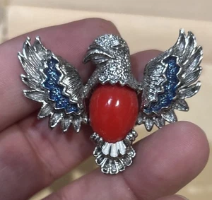 ⭐️Vintage Gerrys Patriotische Adler Brosche - rote Jelly Bauch Pin - Bild 1 von 6