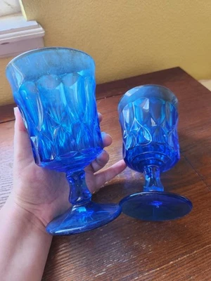 2 Noritake Perspective Cobalt Blue Footed 6.5” Water Goblets Vintage Japan MCM - Image 1 of 4