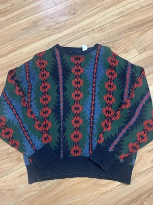 Vintage Pendleton Southwest Pullover Sweater Large - Green Red Oregon Aztec - Image 1 of 2