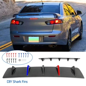 For Mitsubishi Lancer CJ CY CF Carbon Rear Bumper Diffuser Lip DIY Fins Spoiler - Picture 1 of 20