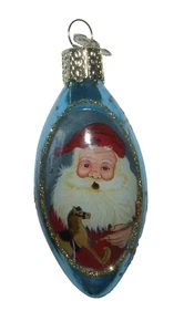 Merck Vecchio Mondo Natale Interno Arte Vetro Dipinto Reverso Ornamento Babbo Natale Cavallo Giocattolo - Foto 1 di 5