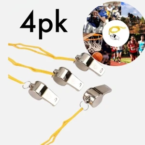 4pk Stainless Steel Whistles Soccer Sports Referee Outdoor Suvival Signal  - Picture 1 of 3