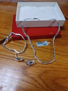 Sterling Silver Necklace, Earrings, Bracelet Set Design By FMC - Picture 1 of 12