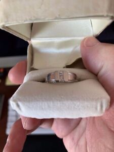 Mens Platinum Wedding Ring w/ 3 Small Diamonds. Jared Jewelry