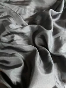 Solid Plain Grey Charcoal Silk Lining Fabric 140cm Per Metre lightweight sheer - Picture 1 of 2