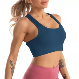 Women Sports Underwear Fitness Yoga Bra Gym Top Activewear Tank *Dark Blue XL* - Picture 1 of 14