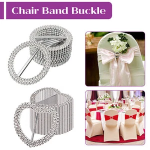 Plastic Rhinestone Diamante Round/heart Shape Slider Buckle for Chair Decoration - Picture 1 of 25