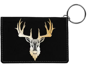 Big Horned Buck Laser Engraved Leatherette Keychain Wallet - Picture 1 of 18