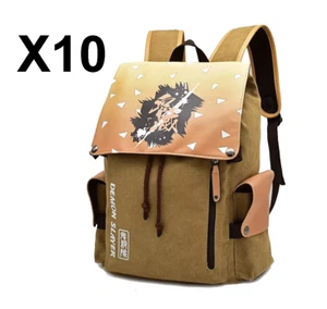 10 PCS - Demon Slayer Canvas Laptop Backpack Travel Bag with Pockets Anime New! - Picture 1 of 9