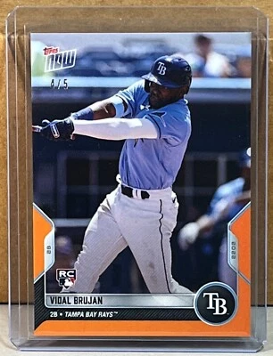 2022 TOPPS NOW Road Opening Day OD-51 VIDAL BRUJAN RAYS RC Orange Parallel 4/5 - Image 1 of 3