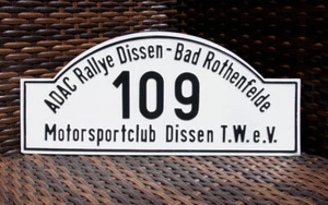 LETRERO DE RALLY DE COCHE DE METAL DE COLECCIÓN # ADAC RALLY MSC DISSEN BAD ROTHENFELDE - Imagen 1 de 2