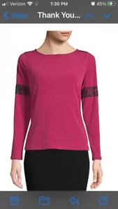 Camicetta Ivanka Trump rosa manica lunga Xs Small nera camicia pizzo nuova con etichetta - Foto 1 di 5
