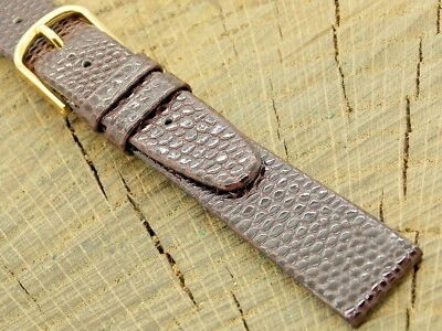 Correa de reloj Hirsch NOS vintage sin usar 16 mm marrón "Lizardlook" con hebilla tono dorado Foto 1 de 4