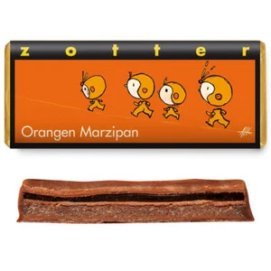 Zotter Handgeschöpfte Schokolade Orangen Marzipan 70 g (100g=6,14 €)