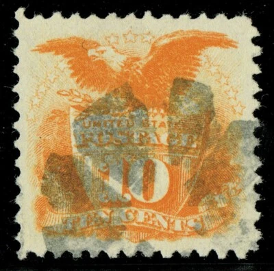 [st7132] USA 1869 Scott#116 used 10¢ yellow Grade 90 with W.T.CROWE certificate - Image 1 of 3