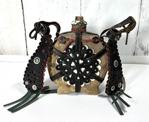 RARE VINTAGE BEAUTIFUL FOLK ART HUNGARIAN CANTEEN FLASK KULACS - Picture 1 of 14