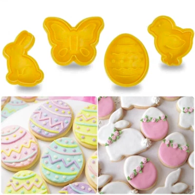 Easter Biscuit Cutters Plungers Rabbit Butterfly Easter Egg Chicks Fondant Icing - Image 1 of 4
