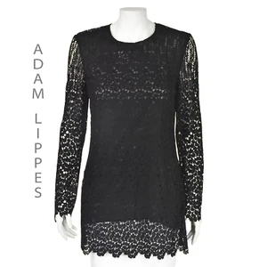 ADAM LIPPES Black Lace Tunic Length Top SIZE 6 - Picture 1 of 7