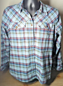 L.L. Bean Button Up Shirt Blue Flannel Plaid Soft Cozy Casual Comfort Size M - Picture 1 of 3