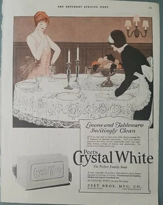 1920 Peets Crystal white soap MAID tablecloth redhead dining room table ad - Picture 1 of 1