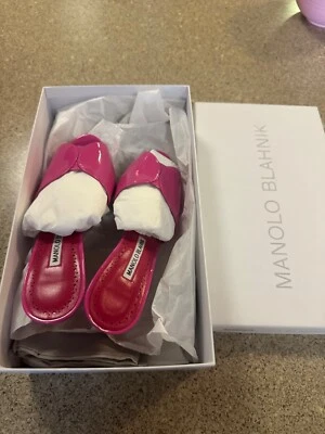 Manolo Blahnik Houramu 70MM charol tacón sandalia zapatos mules talla 5 35 Foto 1 de 4