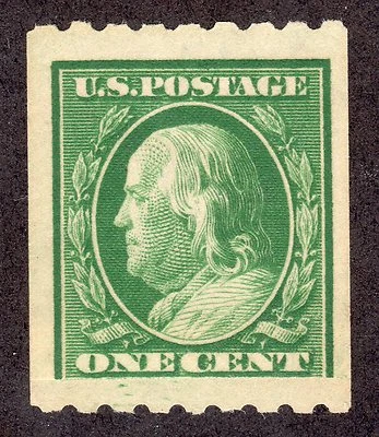 US # 390 (1910) 1c - MNH - Grade: VF/XF -  EFO: Paste-up single - Image 1 of 2