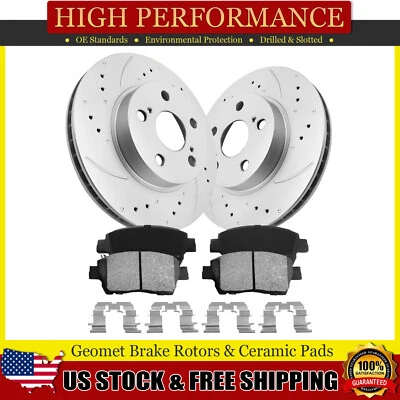 Front Drilled Slotted Rotor Brake Pad for 2004- 2006 2007 2008 2009 Toyota Prius - Image 1 of 4