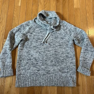 Athleta Traverse City Merino Wool Cowlneck Sweater Drawstring Gray Sz Small - Picture 1 of 6