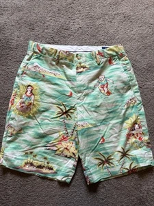 Polo Ralph Lauren Hawaiian Teddy Bear Surfing Aloha Shorts Stretch Classic SZ 31 - Picture 1 of 2