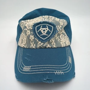 Gorra Ariat para mujer con parche de encaje envejecido - sombrero ajustable azul verdoso - Imagen 1 de 9